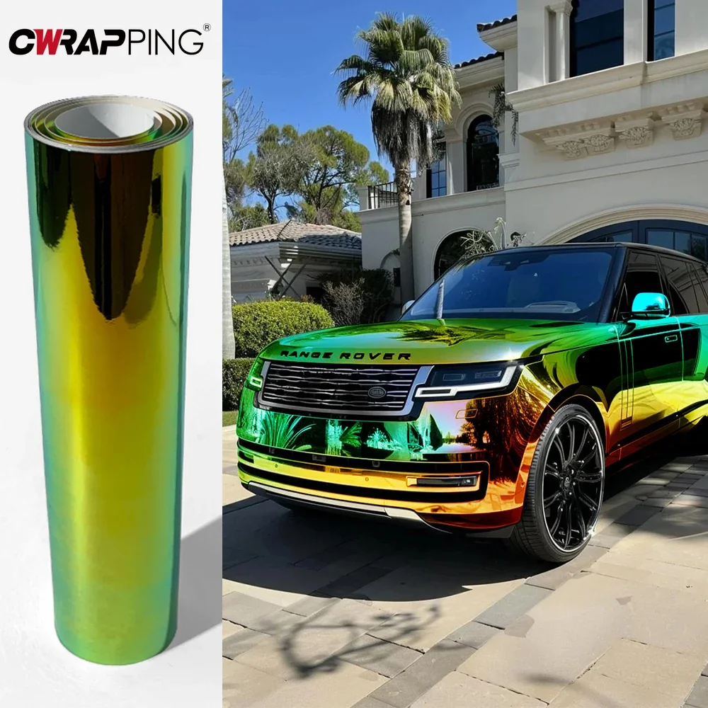 Zewnętrzne naklejki samochodowe Vinyl Wrap Motocykle Złote naklejki Tęczowa laserowo platerowana folia karoserii Wodoodporne winylowe akcesoria samochodowe