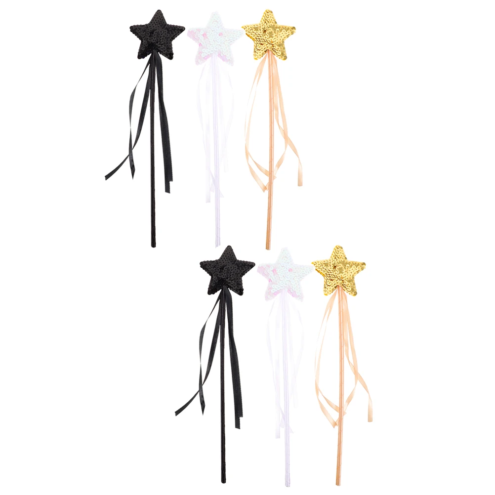 

6 Pcs Bright Fairy Sticks Star Wand Comfortable Kids Gifts Princess Party Decorations Halloween Toys Wands