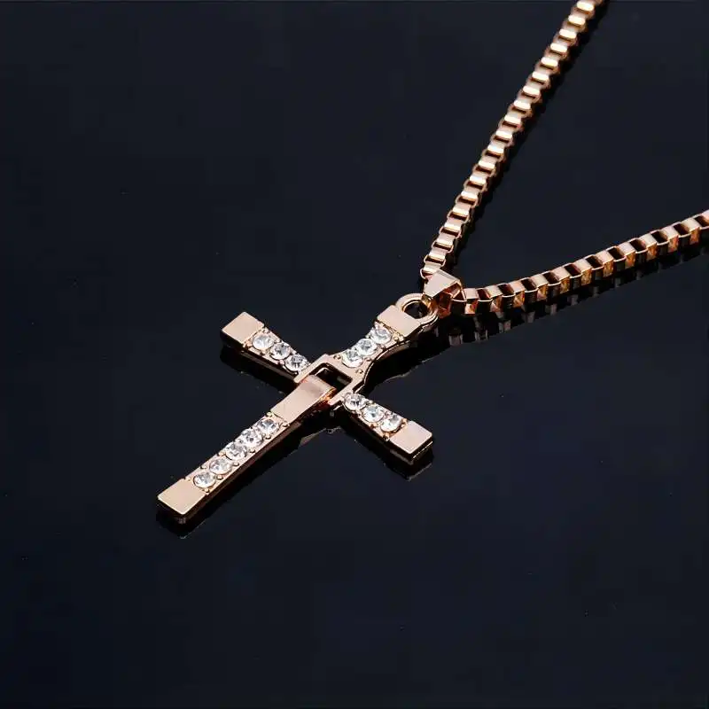 Klassische Strass Silber Farbe Anhänger Männer Kristall Jesus Kreuz Halskette Aktivität Männlichen Geschenk Schmuck Großhandel Dropshipping – Detail 5
