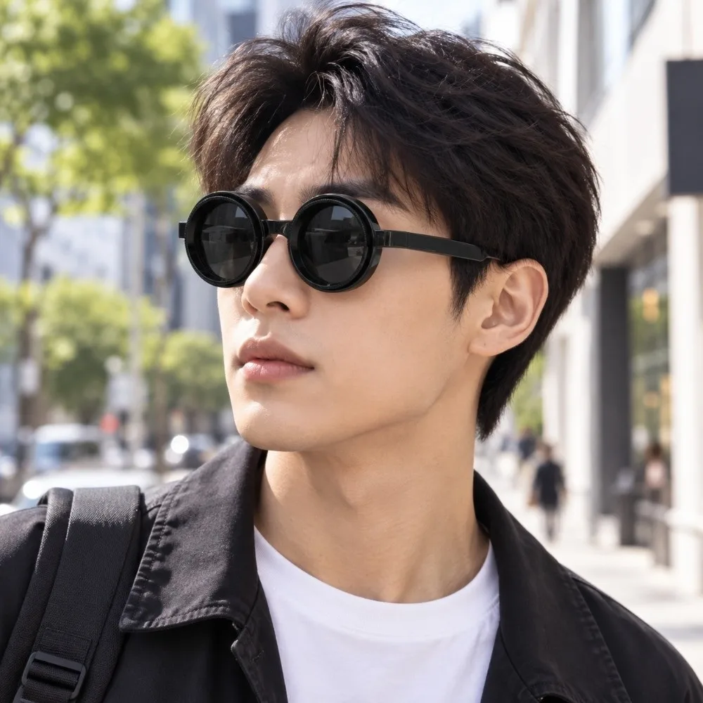 Vintage Polarizing Round Sunglasses Lightweight Rotatable Adjustable Zoom Sunglasses Versatile Elegant Stylish Sunglasses