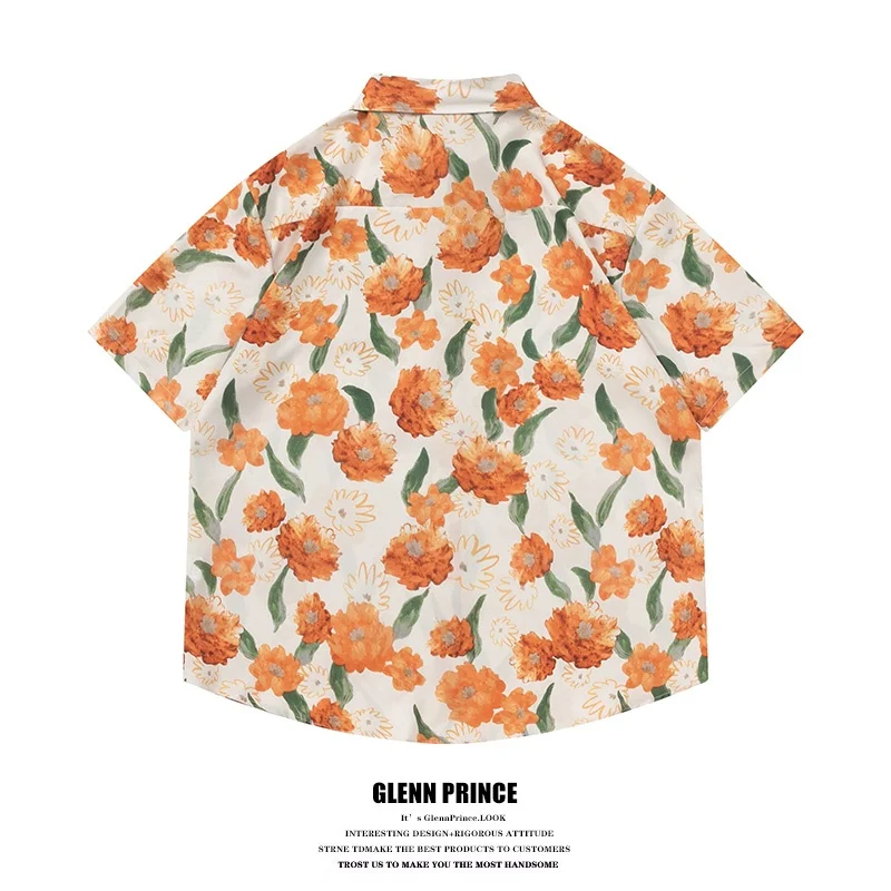 GPstudio Hawaiian Floral Print Short Sleeve Men's Shirt Summer Beach Vacation Style Half Sleeve Polyester Fiber Non-iron Trea... view 2
