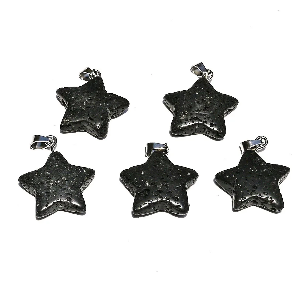 10/20/50pcs Black Lava Stone Pendant Star Shape Charms for Jewery Making Earrings Necklace DIY Accessories