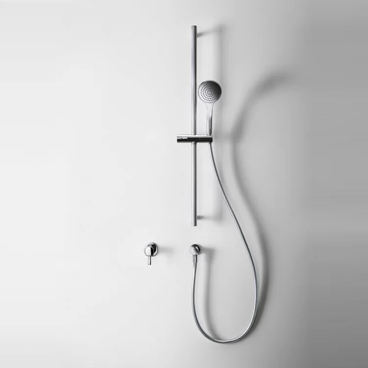 Brushed silver, black, chrome shiny si lver, in-wall concealed sho wer, without top spray