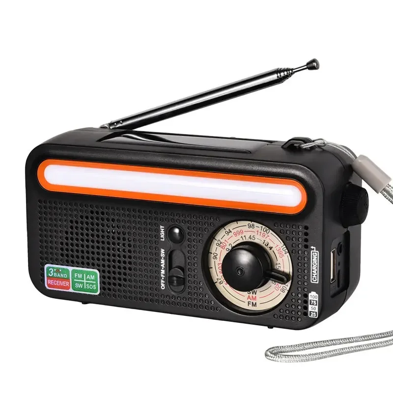 

Solar Power Hand Crank Emergency Rechargeable AM FM SW Radio With 2000mAh Power Bank Flashlight Reading Lamp SOS Alarm