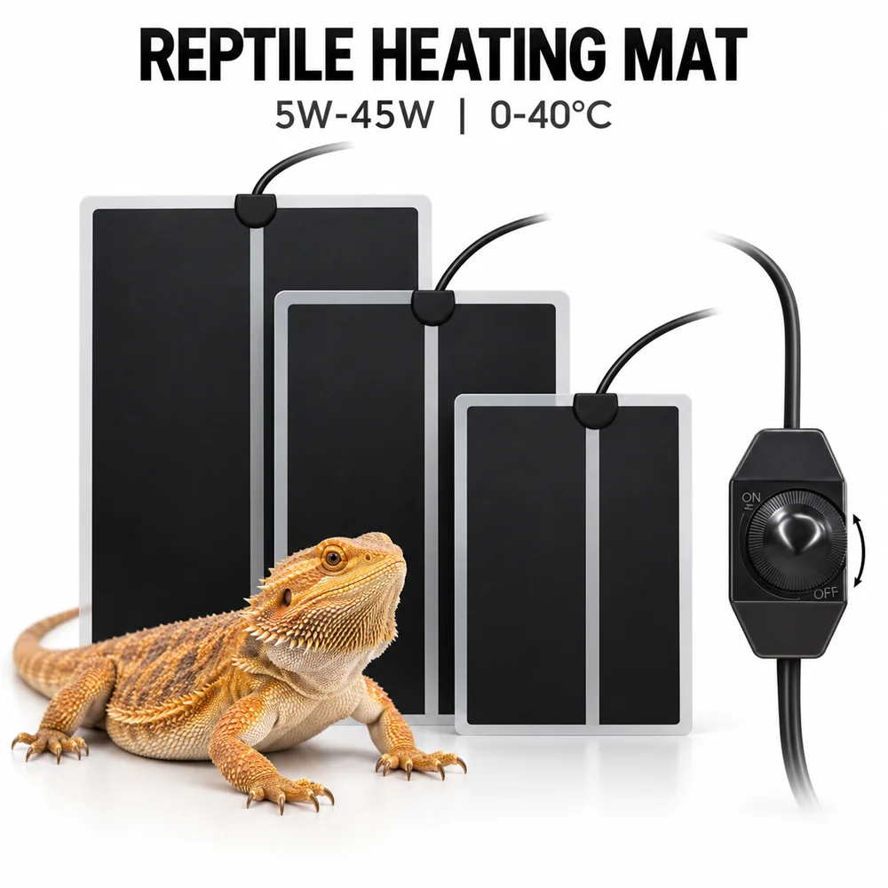 EU AU US UK Plug Reptile Heating Mats 5W-45W Adjustable Button Heat Pads Temperature Controller for Turtle Snake Gecko Lizard