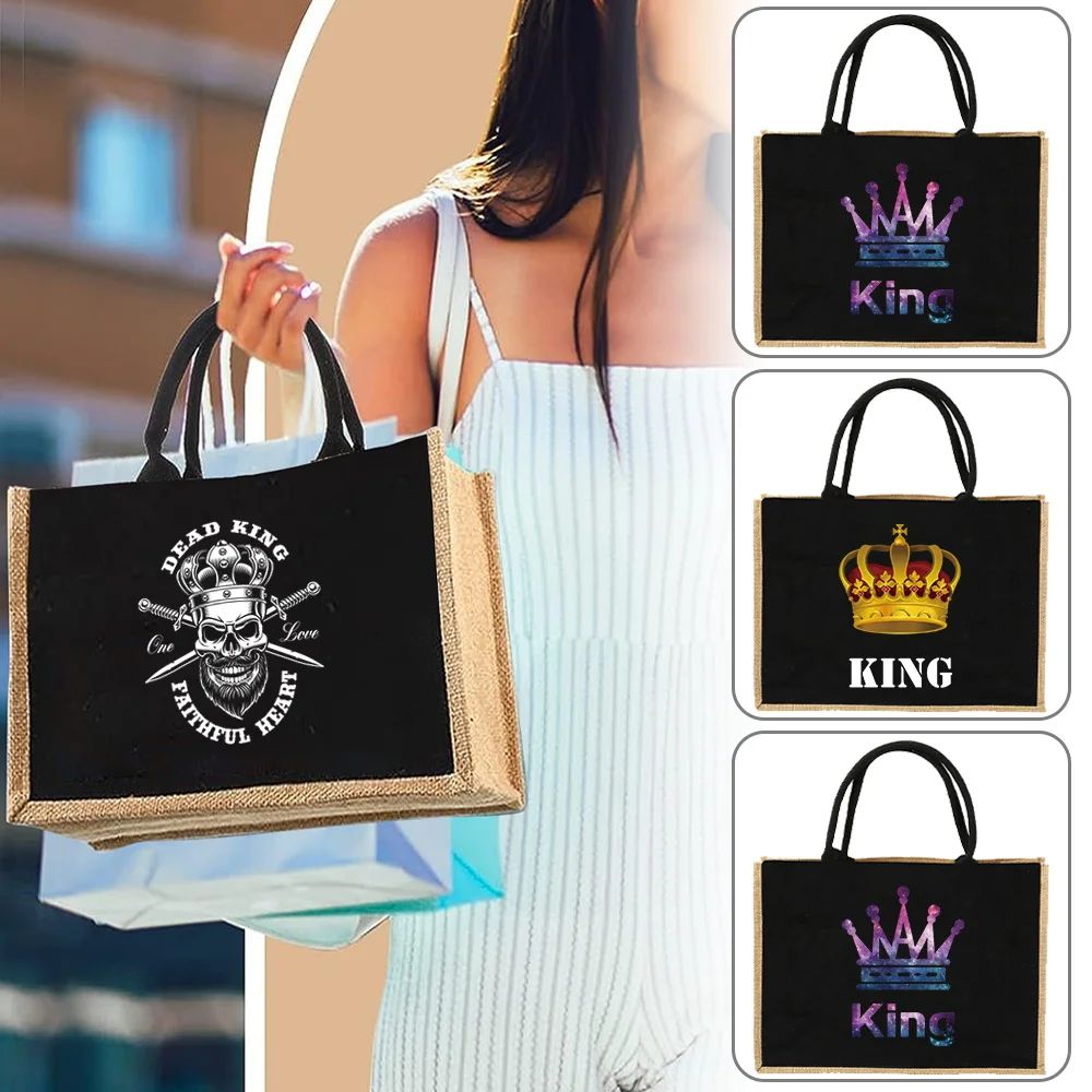 

Jute Handbag Shoulder Bag Jute Imitation Sacks Linen Bags Women Shopping Pouch Designer Laminated Bags Various Crowns 2023