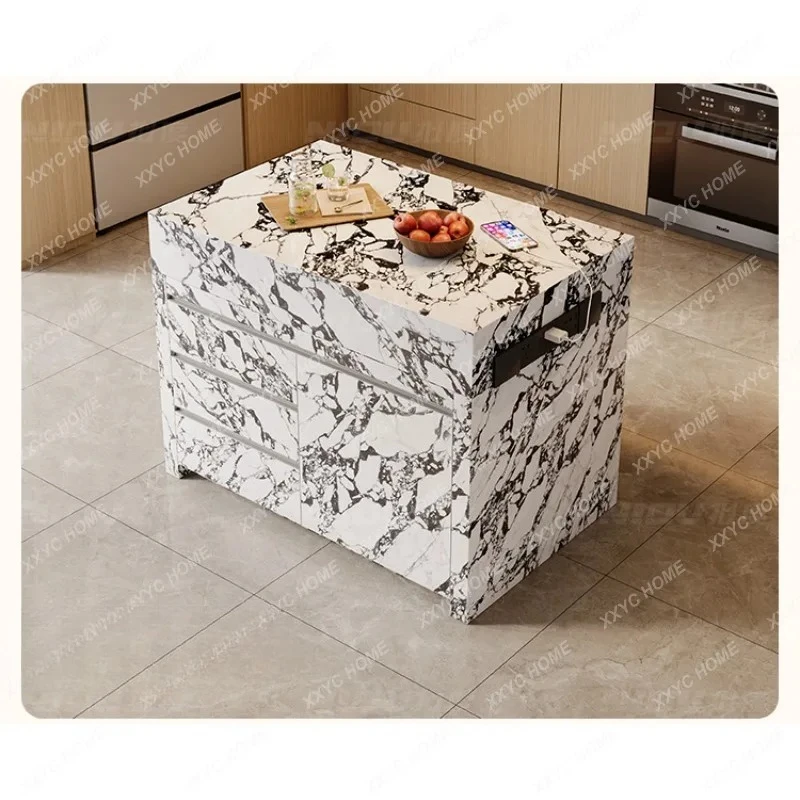 

Y Light Роскошная рок-доска Отдельный центральный островной стол Обеденный стол Встроенный небольшой узкий островной стол