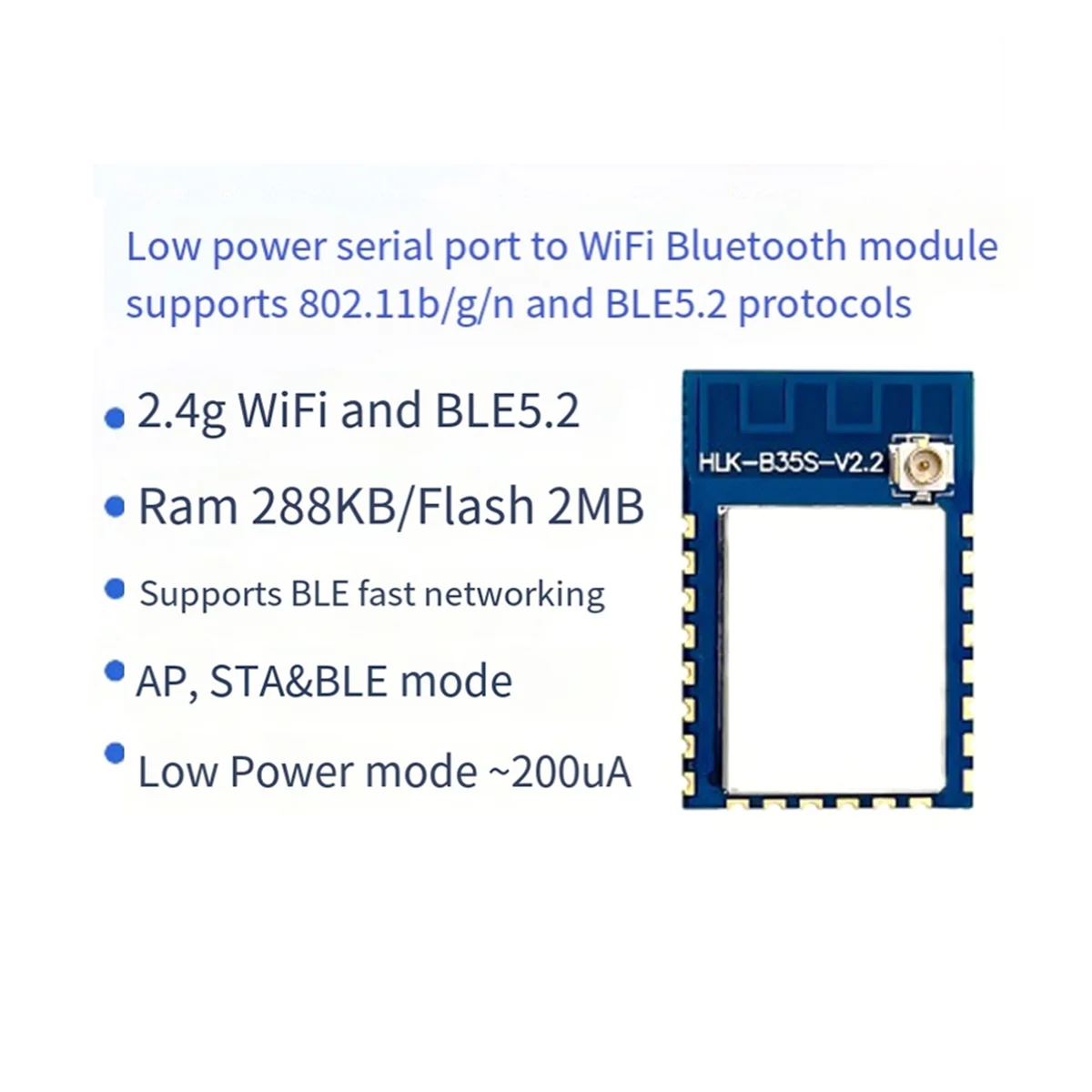 Module Test Kit Serial to WiFi+BLE5.2 Bluetooth Module B35S Dual Mode Wireless Transmission Low Power Module Test Kit