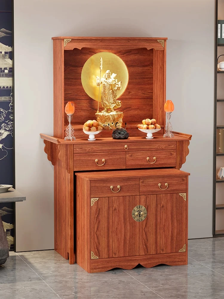 Clothes Closet Solid Wood Avalokitesvara Cabinet Modern Light Luxury Prayer Altar Table Household God of Wealth Cabinet