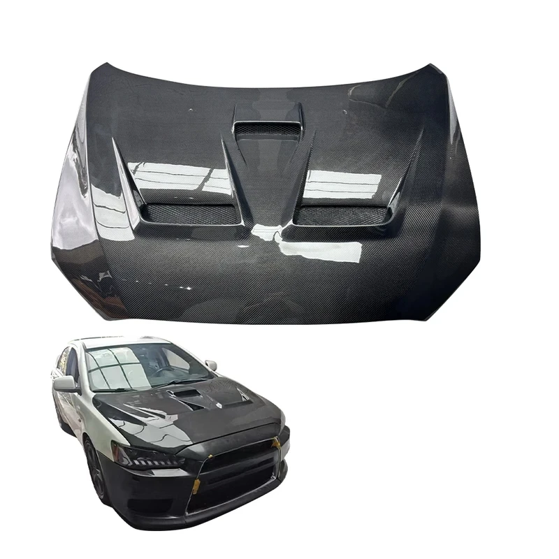 High Quality Carbon Fiber Engine Hood Lightweight Upgrade Parts Fit For Lancer Evolution X Evo X