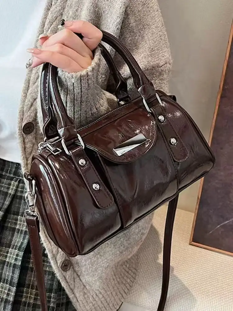 

Retro Handbag Autumn Winter Women's Versatile Crossbody Bags Casual Fashion Soft PU Red Single Shoulder Bag Trend