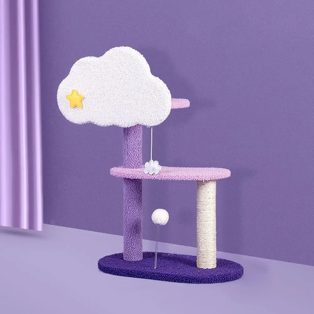 Premium 128cm Cat Tree Tower with Scratching Post, Condo, Basket, Hammock, and Activity Center for Two Cats