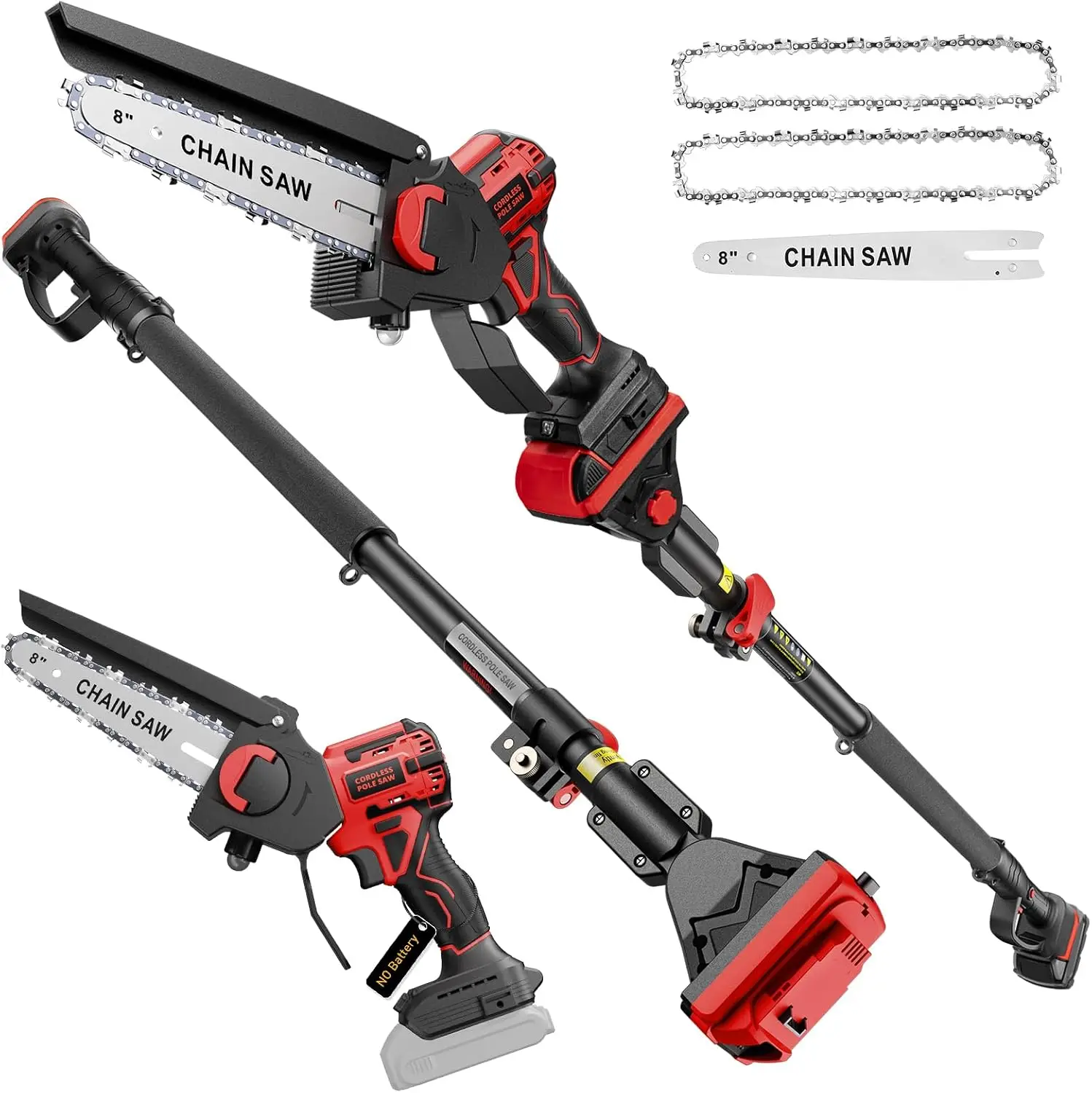 Cordless 2-in-1 Pole Saw, Compatible with 18V Batteries, Battery Not Included
