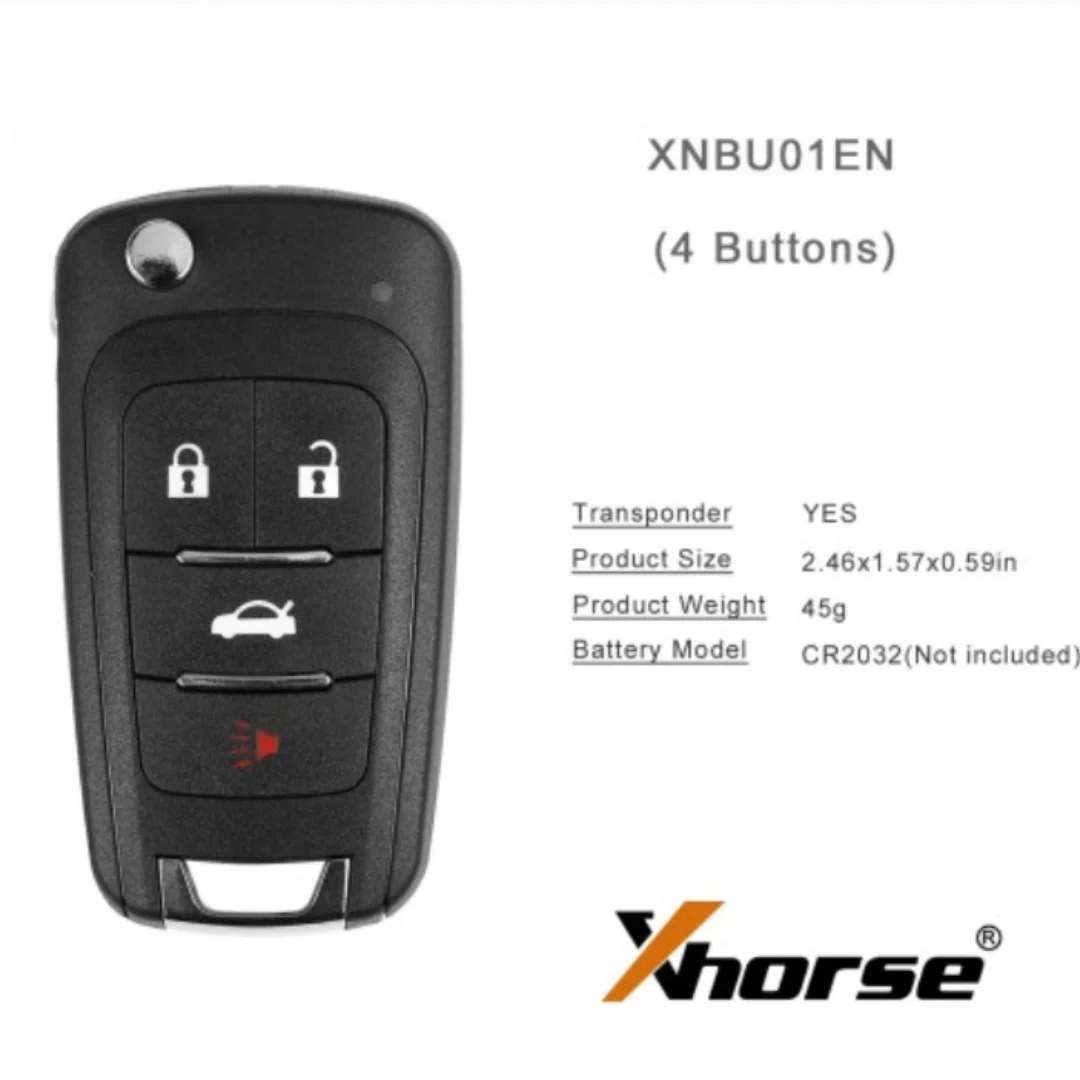 

Xhorse XNBU01EN Wireless Remote Key Buick Flip 4 Buttons English Version 5pcs/lot