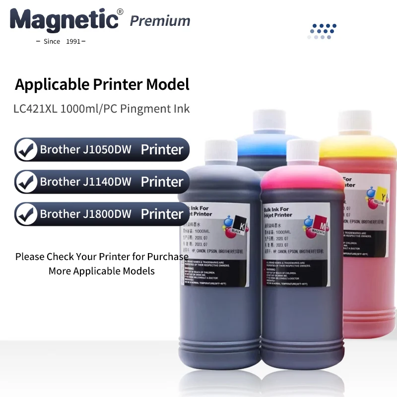 

Пингментные чернила 1000 мл/шт. для Brother LC421XL 421XL для принтеров Brother DCP-J1050DW DCP-J1140DW DCP-J1800DW MFC-J1010DW