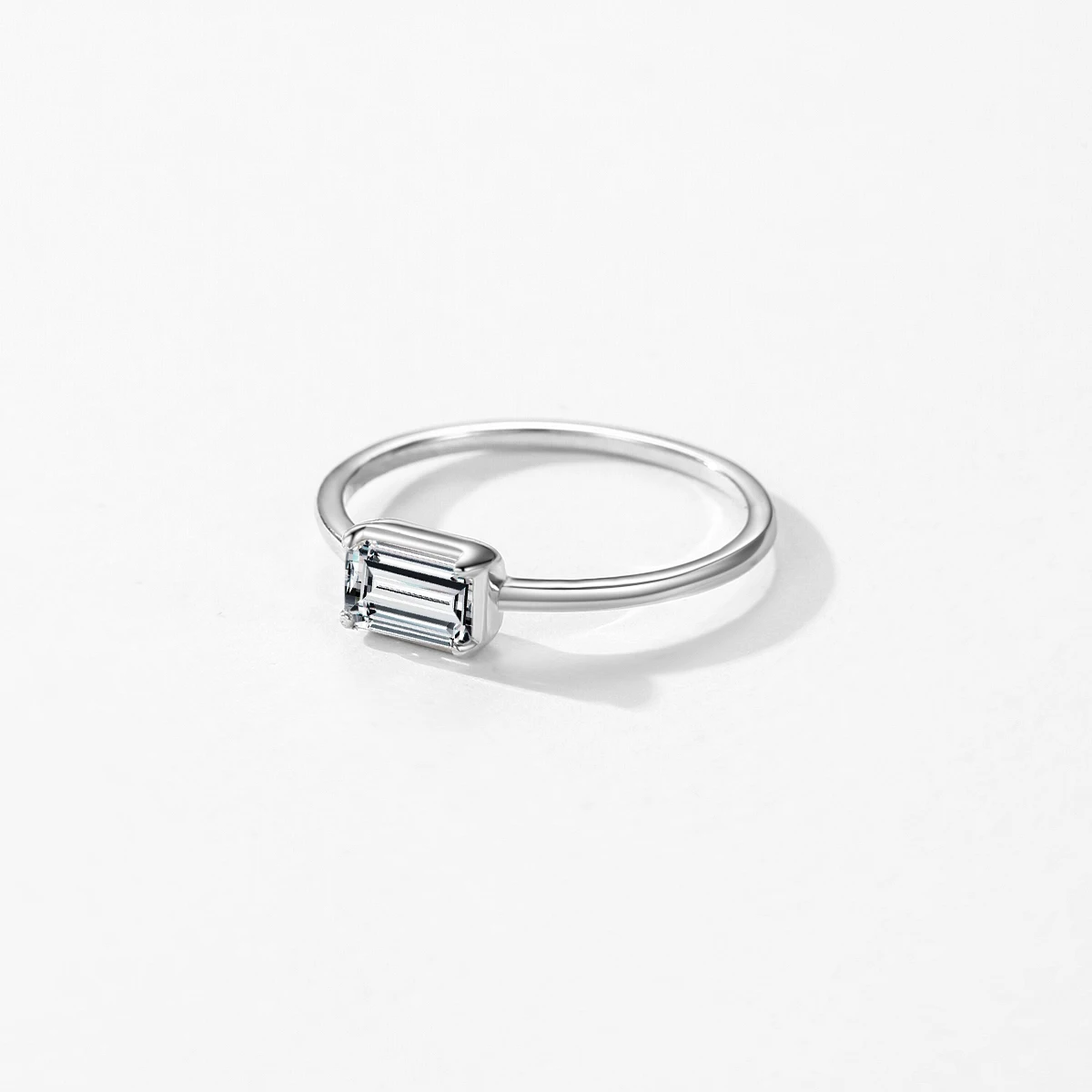 Women's Emerald Cut Rectangle CZ Ring in 925 Silver