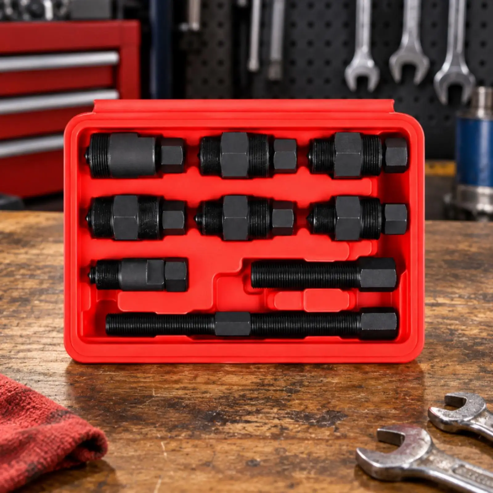 10 Pieces Tool Heavy-Duty Flywheel Puller Set with Carrying Housing Hex Drive