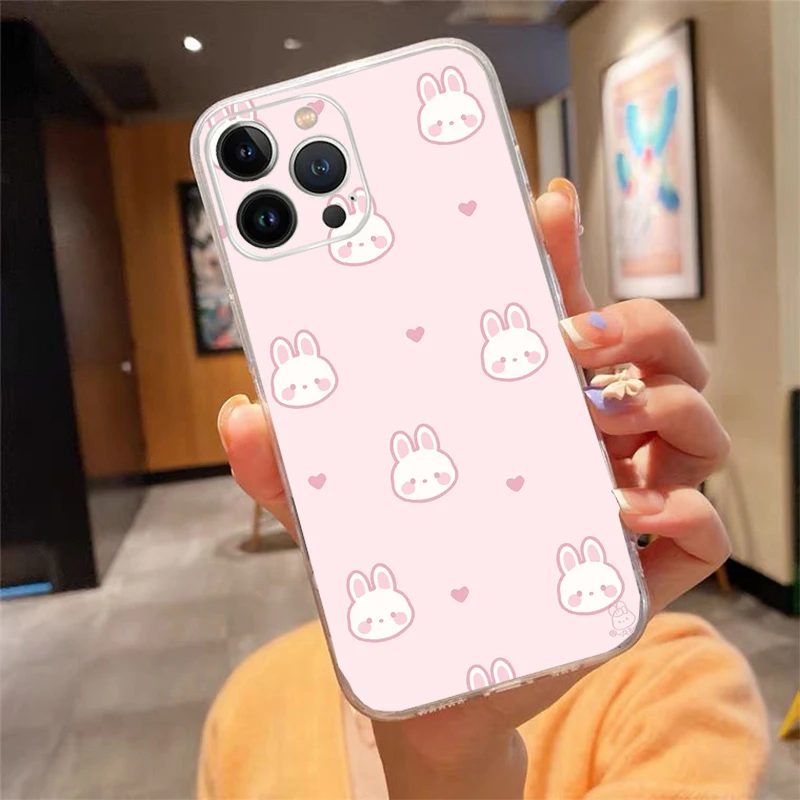 

Cute Rabbit Cartoon Phone Case Carcasa Funda For iPhone 17 Pro Max Air 16 15 14 13 Pro Max 15 16 Pro 15Plus Case