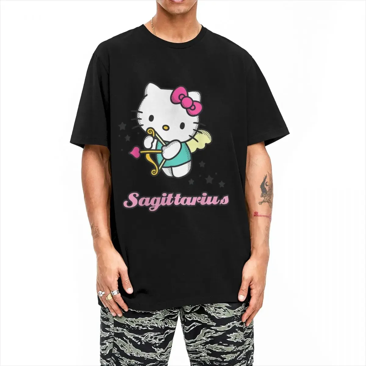 Men Women Hello Kitty Zodiac Sagittarius T Shirts Cotton Clothes Vintage Short Sleeve Crewneck Tees 6XL T-Shirt