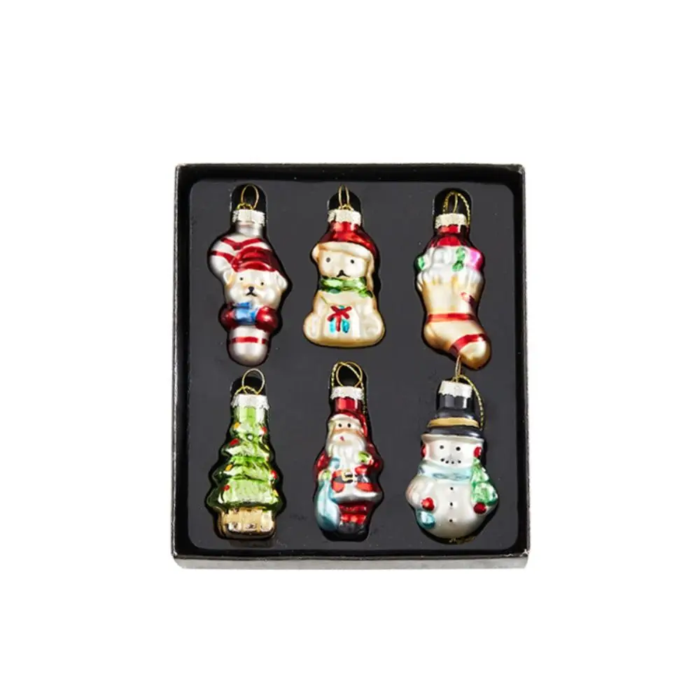6/9PCS Creative Design Christmas Tree Pendant Small Size Hand-Painted ...