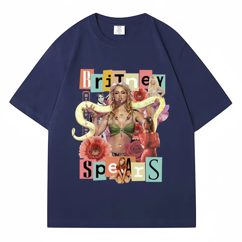 Britney Spears Print T Shirt Men Women Beautiful Photo Fashion Hip Hop T-shirt Vintage Oversized Cotton Short Sleeve Streetwear