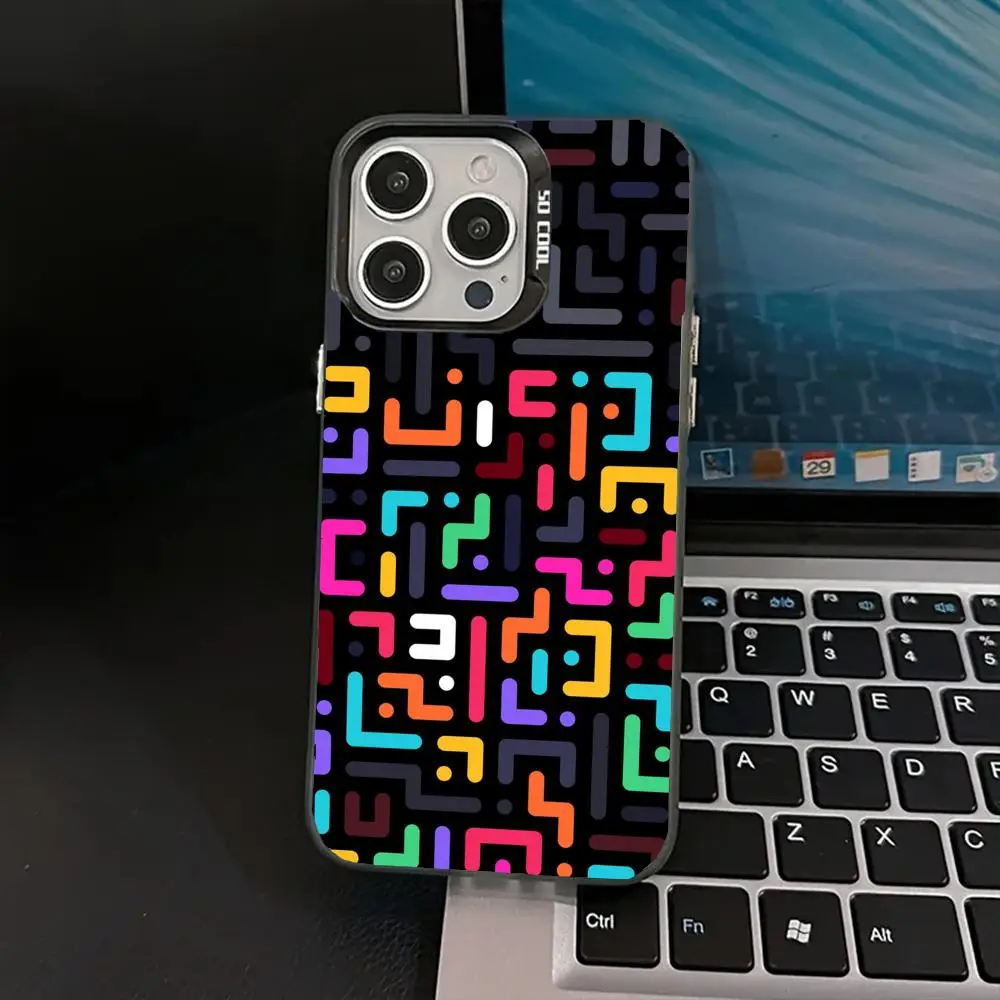 

Colorful maze design phone case for iPhone 16 15 14 13 12 11 Pro/ Max/Plus shock-proof rear cover anti-fingerprint