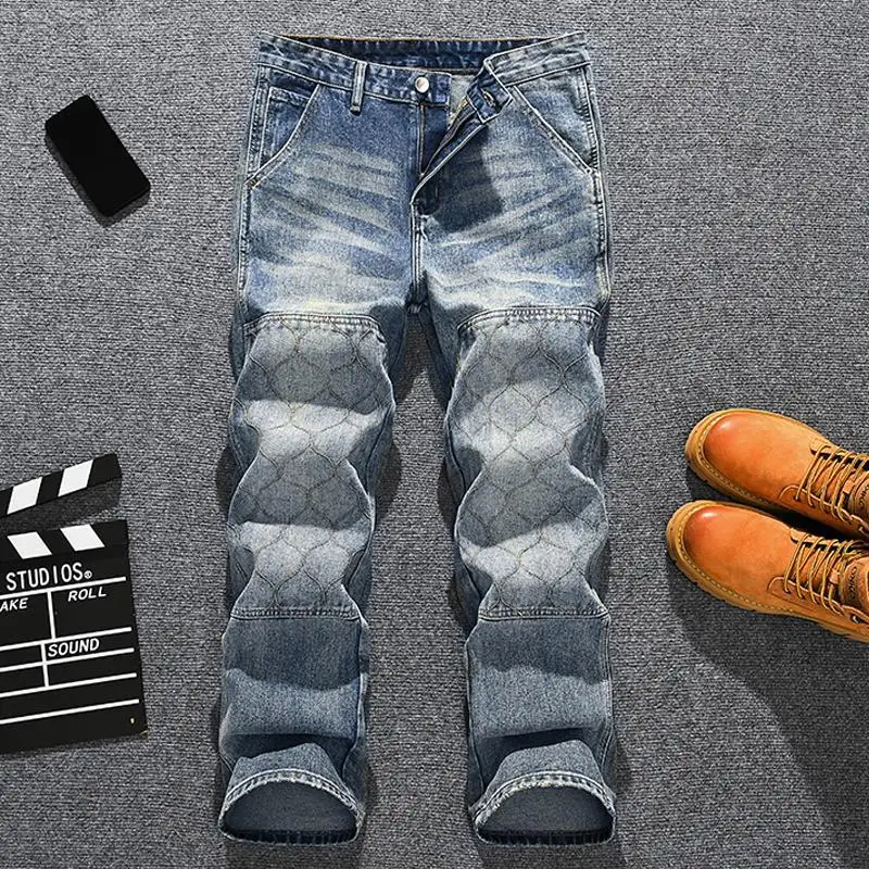 春夏新作 韓国風 トレンドブランド レトロ ルーズ ストレート メンズ ストリート系 個性派 ニッチ ワイドパンツ