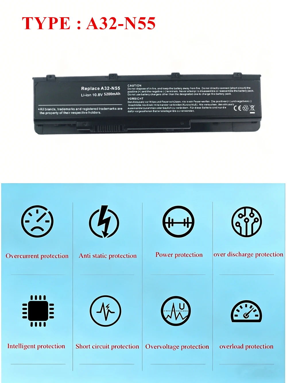 A32-N55 Laptop Battery For ASUS N45SV N55 N55E N55S N55SF N55SL N75 N75E N75S N75SF N75SJ N75SL N75SN Series