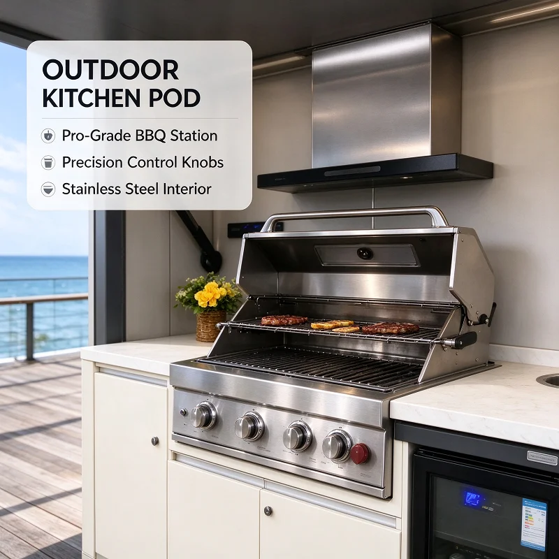 Modular Outdoor Kitchen BBQ Island Grill Station Stainless Steel Cabinet Sink Fridge Patio Garden Chef Stand