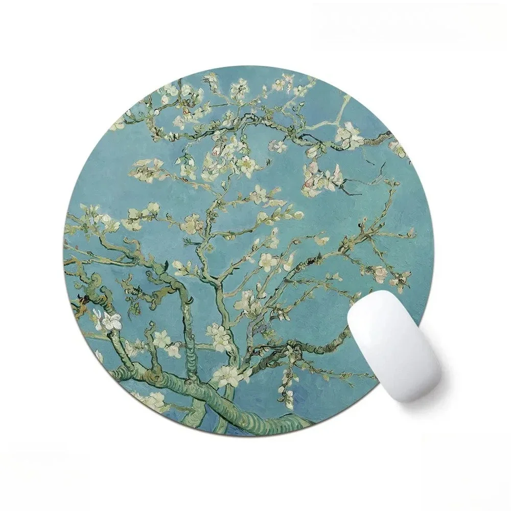 Van Gogh Oil Painting Anti Slip Small Round Mousepad Mouse Pad Home Office Gaming Desk Laptop Keyboard Accessories Decor Mat