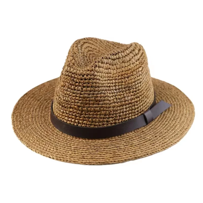 Raffia Panama straw hat large head circumference men and women summer sunscreen seaside sun hat with large head circumference