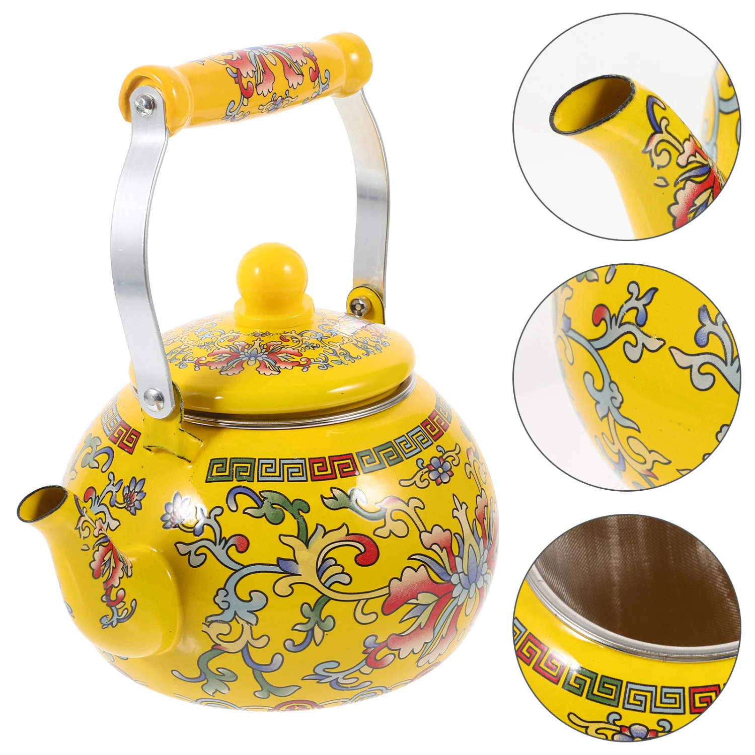 Beautiful, Stylish, and Elegant Doitool Floral Porcelain Enameled Ceramic Tea Kettle - Stunning 2.2L Enamel Teapot for Stovetop 