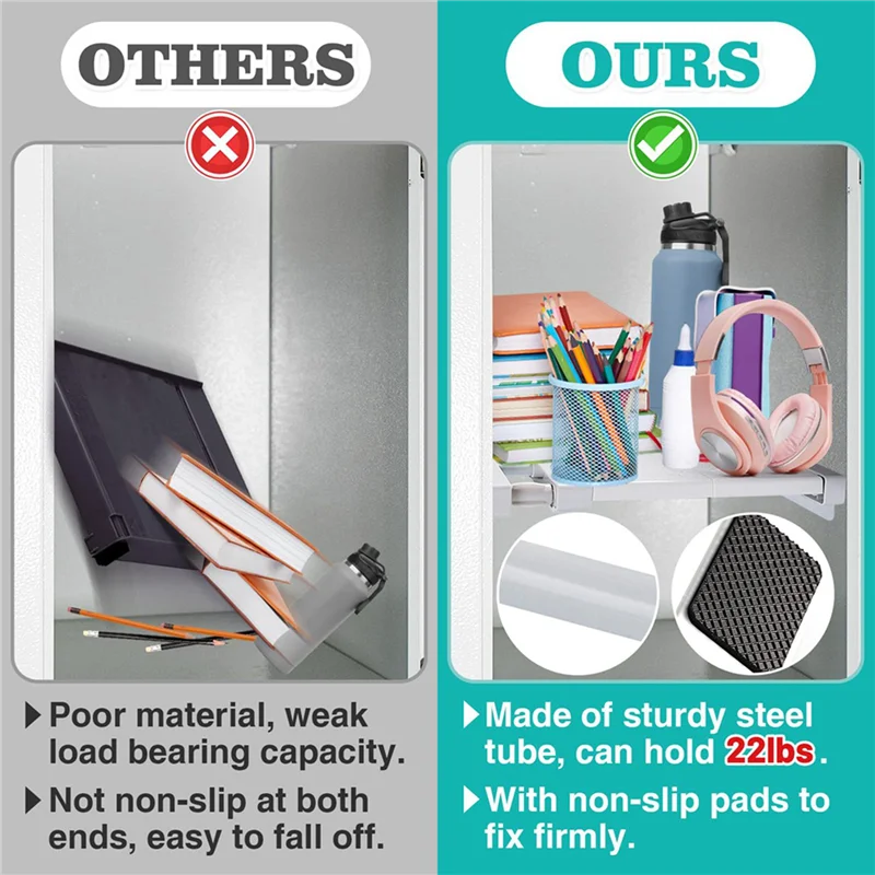 

ABRE-4 Pcs School Locker Shelf Organizer - Adjustable Locker Divider Mate Easy To Install For Extending Locker Use Space