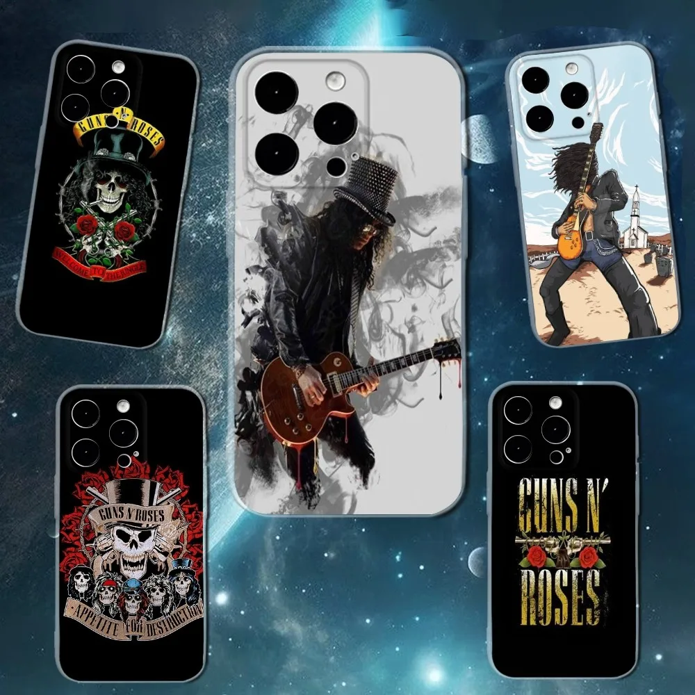 

Band G-Guns N Roses Phone Case For iPhone 16,15,14,13,12,11 Plus,Pro,Max,XR,XS,X,7,8 SE,Mini Transparent Silicone Soft