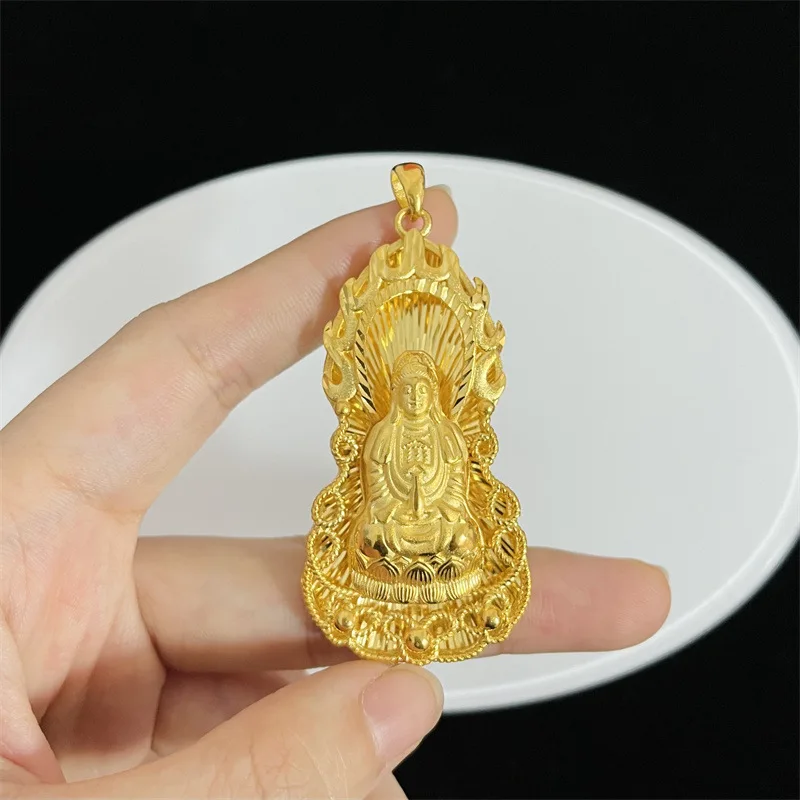Jin Yicheng 24K real gold jewelry 9999 medium Guanyin pendant Buddha amulet accessories birthday gift