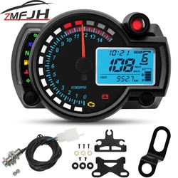Universal Moto Dashboard LCD Digital Motorcycle Odometer Speedometer Meter Instrument Adjustable 0- 299 KM/H 7colors Backlight