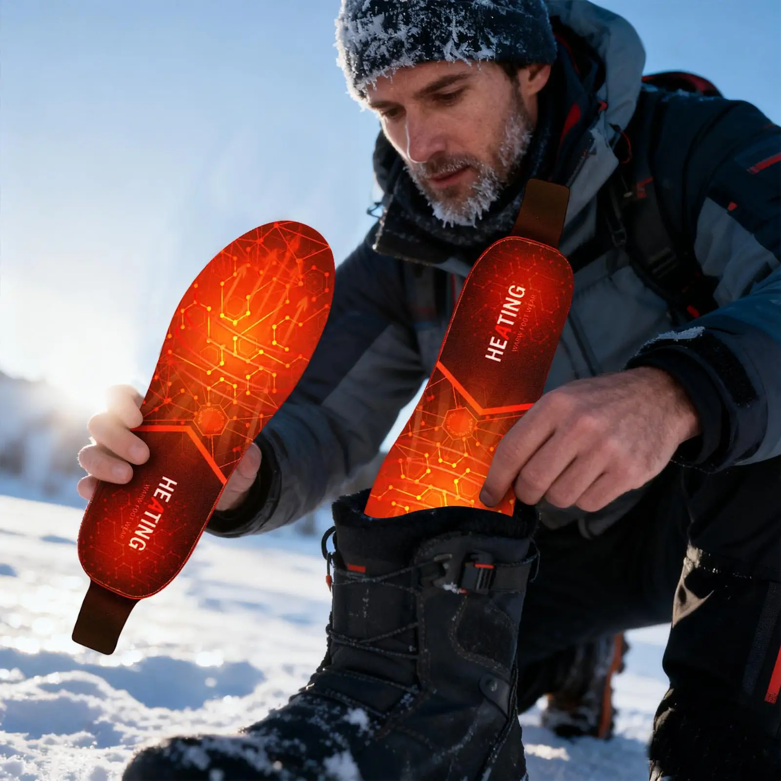 Heated Shoe Insoles Electric Thermal Warmer Insoles Long-Lasting Thermal Shoe Inserts For Winter Camping Hiking Outdoor
