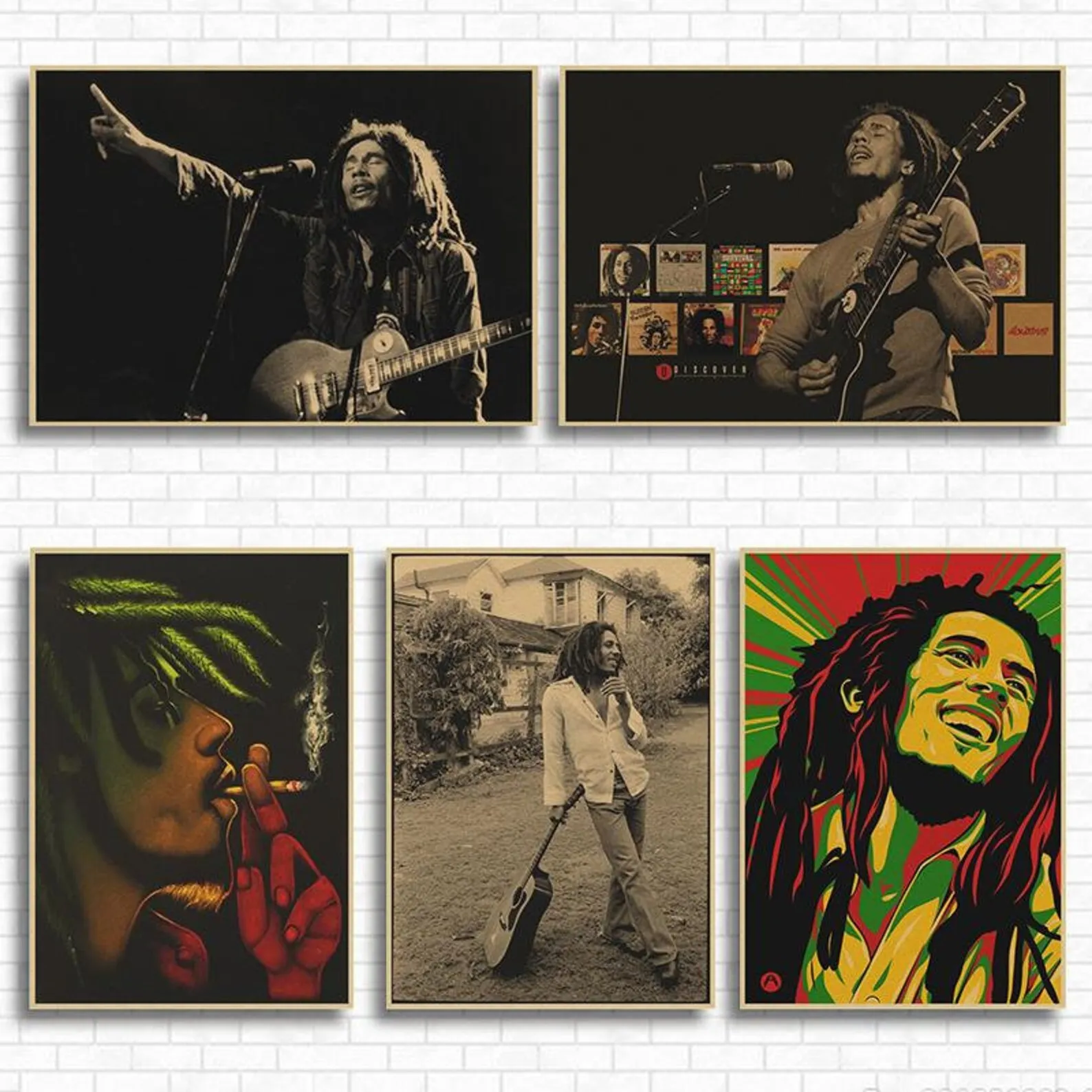 Bob Marley Poster Vintage Singer Rock Reggae Art Home Wall Muarl Decorative Music Album Canvas Paintings Aesthetics Room Decor
