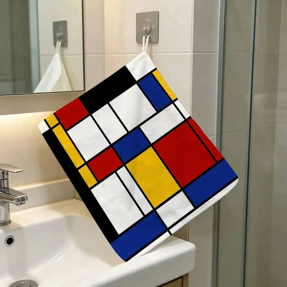 Geometric Modern Art Anime Polyester Hanging Kitchen Hand Towel Durable Wear Resistant  Versatile Use Throughout Home