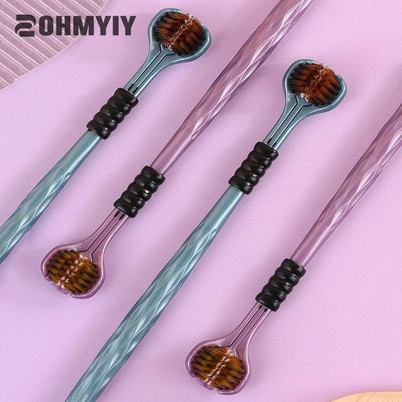 

2pcs 360° Cleaning 3D Stereo Three-Sided Toothbrush Ultra Fine Soft Hair Adult Toothbrushes Tongue Scraper Oral Care Teeth Brush