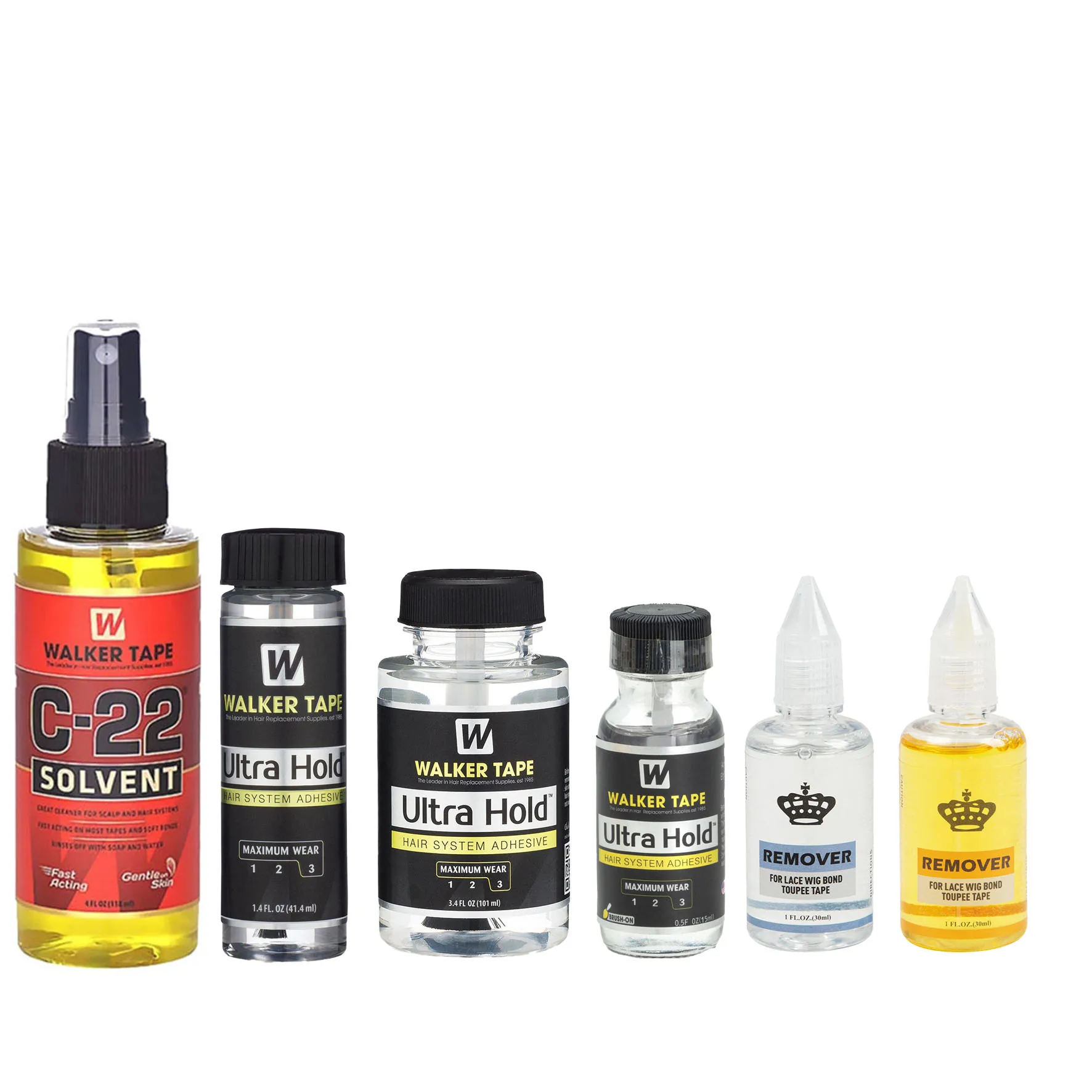 Walker Tape Ultra Hold Glue & C-22 Solvent Set, Strong Hold Adhesive + Fast Acting Remover, Complete Kit for Lace Wigs & Hair Sy