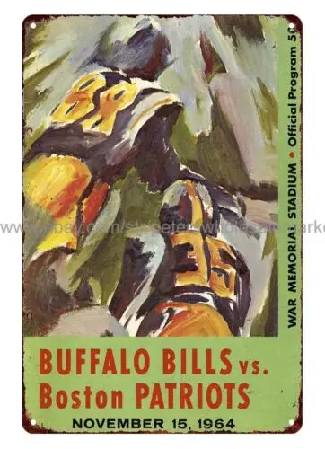 1965 BUFFALO Football Programs Boston metal tin sign  restaurant lounge decor