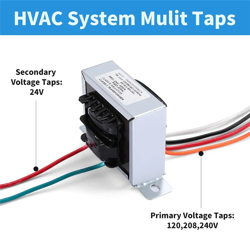 

Y51A-2Pcs 24V Control Transformer 40VA Main 120,208,240V Aux 24V Replace HVAC Furnace Multi Tap 4031F PF42440 GT446
