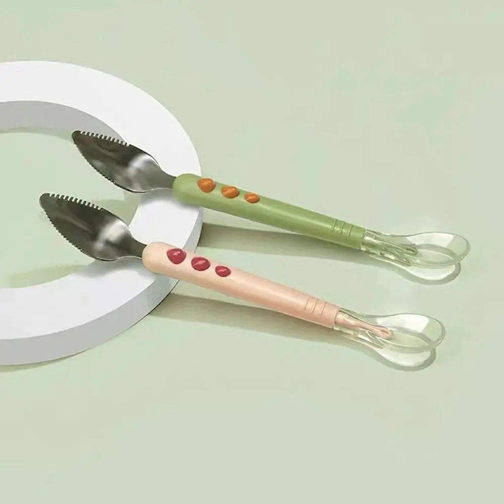 Portable Silicone Fruit Puree Spoon Double-Ended Tableware Complementary Food Spoon Fruit Scraper Spoon