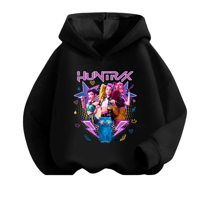 Boys Girls Casual Hoodie Purple Tone Cartoon Girl Character Star Graphic Print Long Sleeve Anime Sweatshirt Tops
