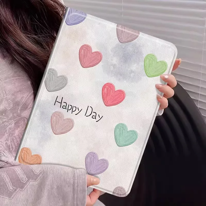 

Cute Heart Tablet Case For 2024 New Ipad Air 11" 13" Pro11 13 12.9 M4 Case 9.7 5th 6th 10.2 7th 8th 9th 10th Air 3 4 5 6 Cover