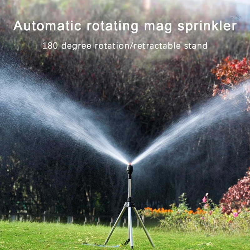 

360 Rotary Irrigation Sprinkler Head With Tripod Telescopic Support Automatic Rotating Garden Watering Sprinkler Head