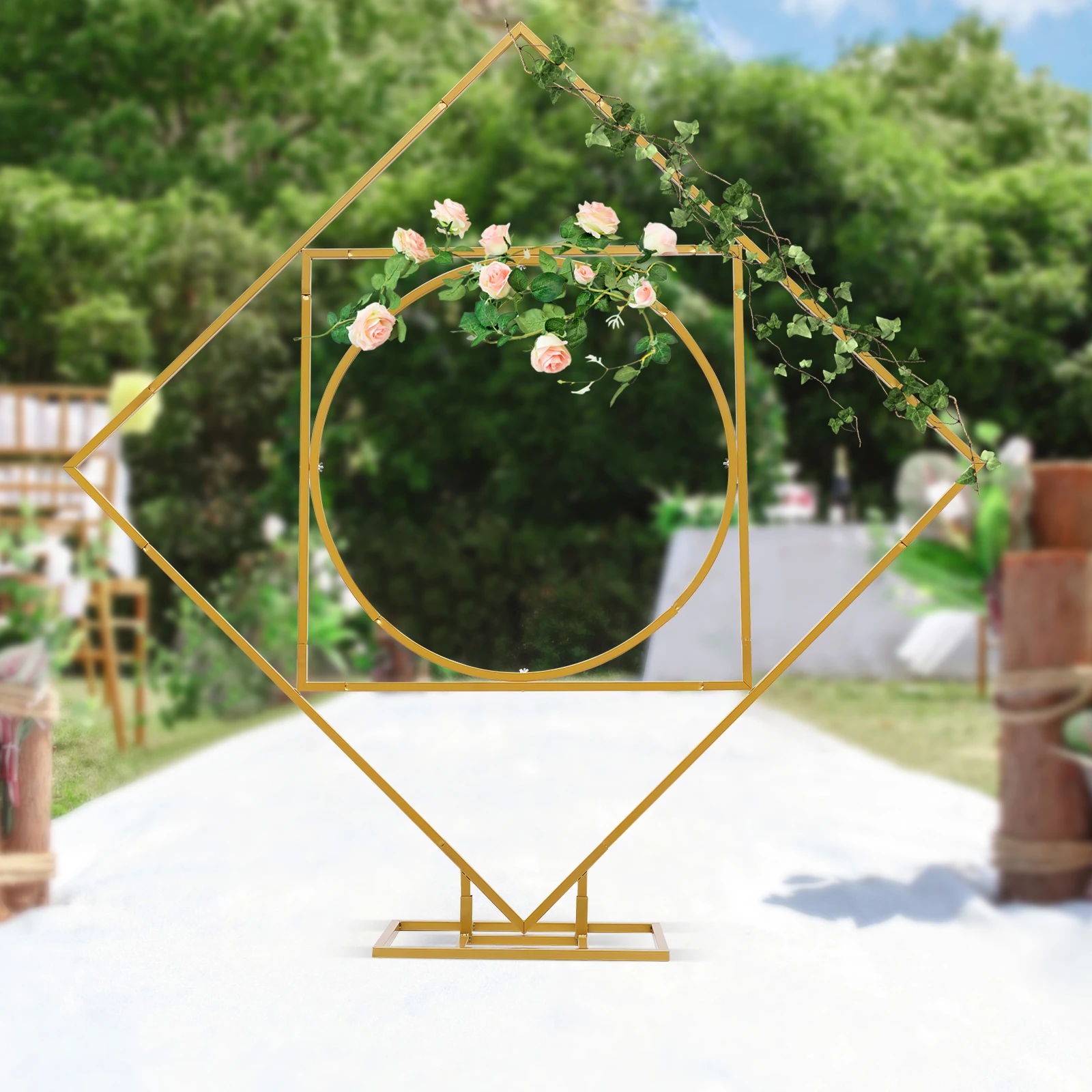 Square Wedding Stand 200 * 40 * 200cm 20 Square Tube (Square+square+round) - Gold