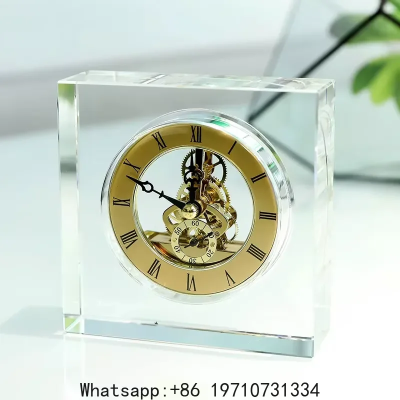 for Nordic Crystal Silent Table Clock Aesthetic Desktop Timepiece Luxury Gamer Room Decor Modern Furniture Accent Piece