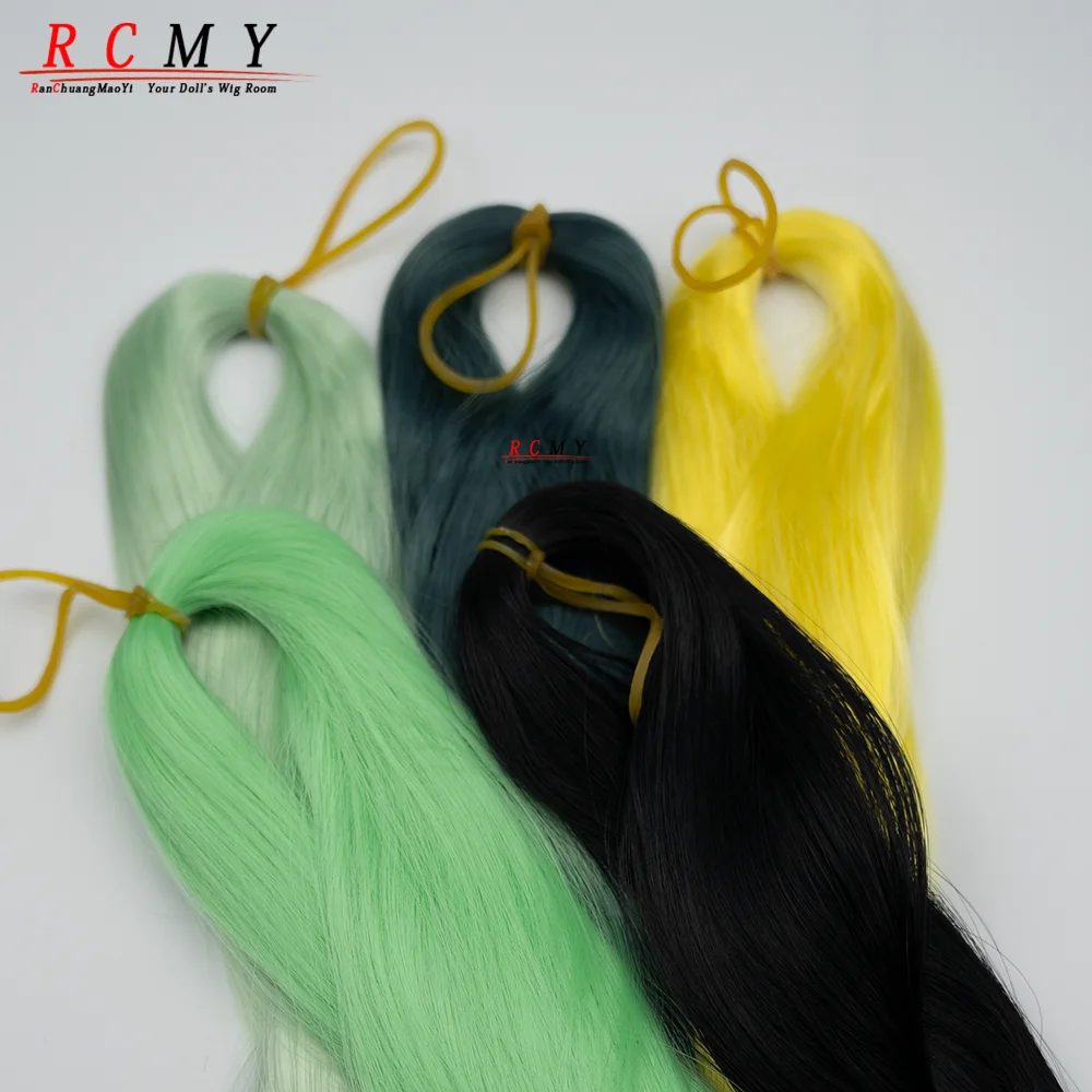 Rcmy bjd/sd boneca de cabelo enraizamento perucas de seda de leite transplante de cabelo mão-crochê luz azul ouro preto boneca acessório de cabelo